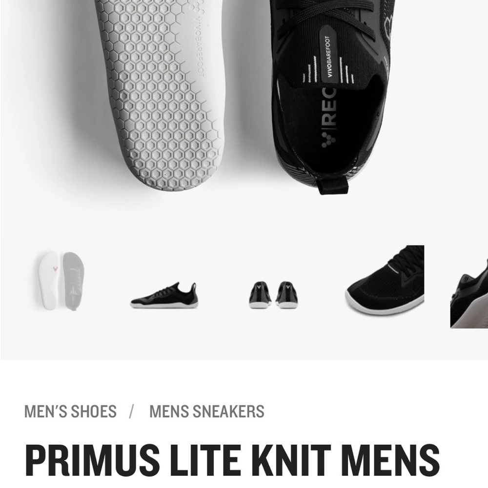 Vivo Barefoot Primus Lite Knit Men's Black and White Athletic Shoes